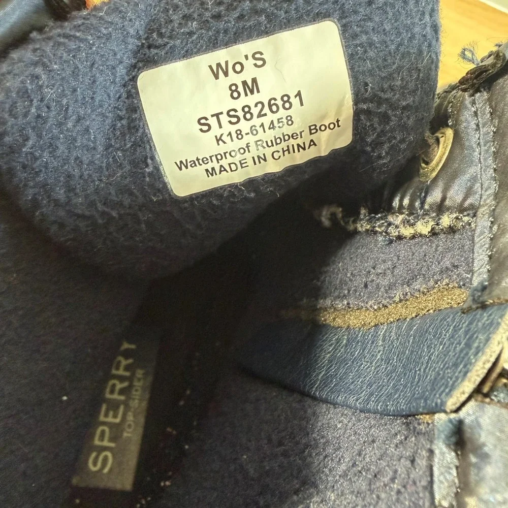 Sperry Saltwater Quilted Rain Boots Women's Navy Blue Round Toe Waterproof - 8M